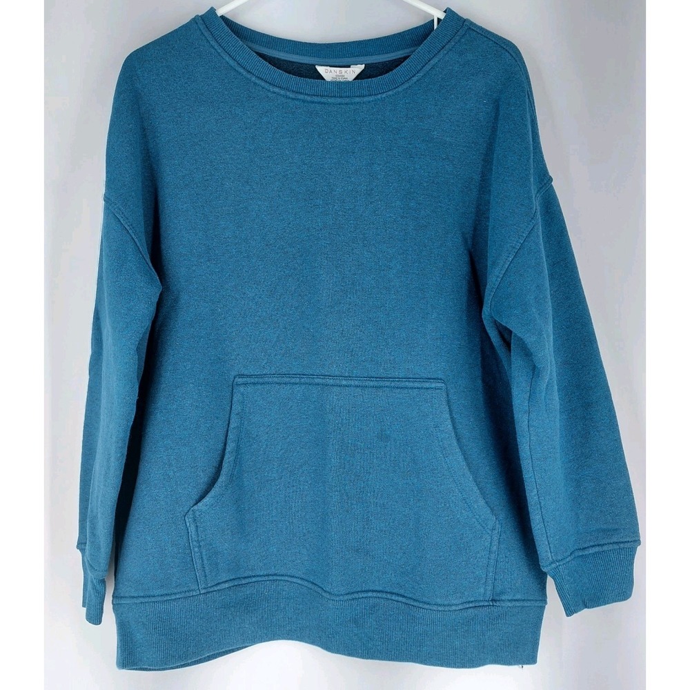 Danskin Pullover Sweatshirt‎ Womens Size Medium Heather Teal Blue Pocket